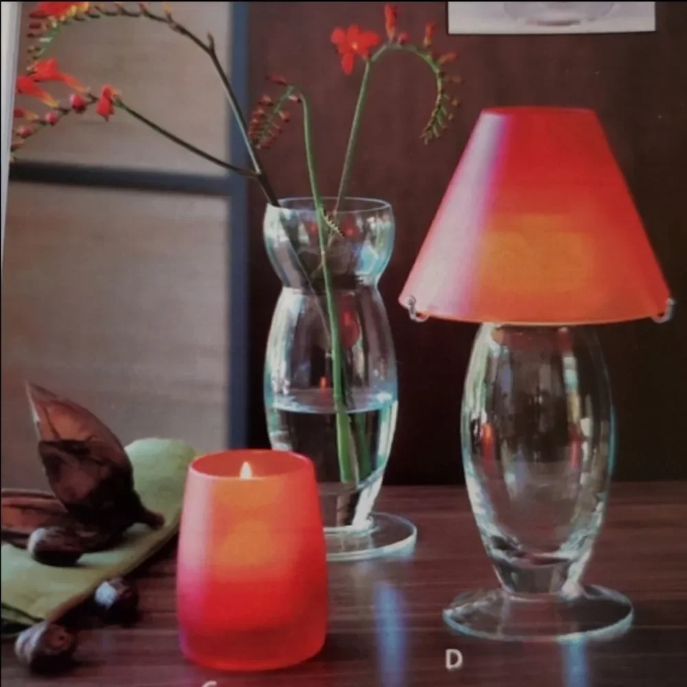 🩵PartyLite Vibrant Orange Candle Holder 3 Piece Set